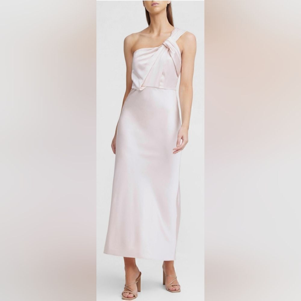 SIGNIFICANT OTHER Macy Draped One Shoulder Satin Dress NWOT Size 6 Pink